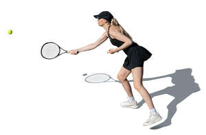 cut out woman playing tennis seen from above