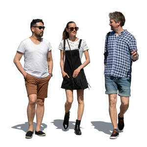 cut out group of three people walking