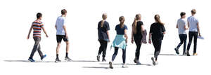 cut out group of children walking on a summer day