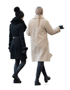cut out two women in overcoats walking