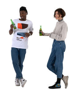 cut out man and woman standing at a bar and drinking beer