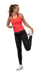 cut out young woman doing stretching exercises