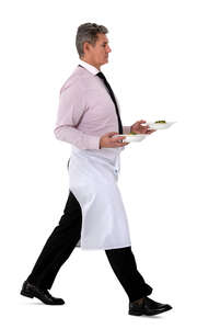 cut out waiter walking with two pasta plates