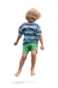 cut out little boy jumping happily