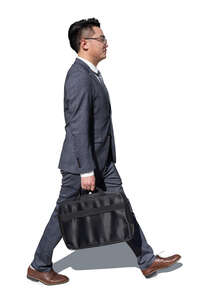 cut out asian businessman walking