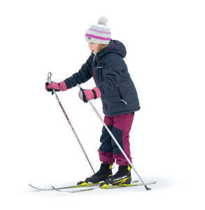 cut out little girl skiing in winter