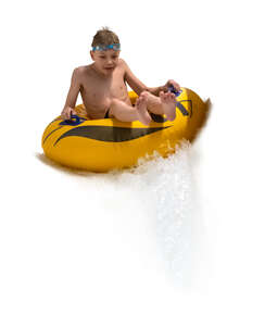 cut out boy sliding down a water slide in water park