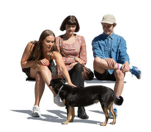 cut out group of teenagers with a dog sitting