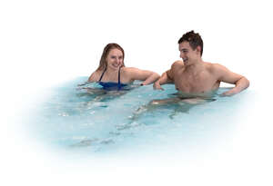 cut out man and woman relaxing in a pool