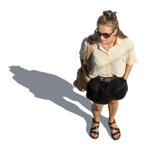 cut out top view of a woman standing