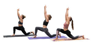 cut out group of women doing yoga exercises