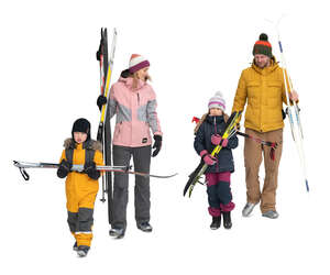 cut out family going skiing