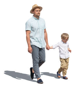 cut out father and son walking hand in hand