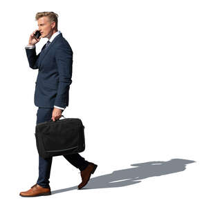 cut out businessman with a laptop bag walking