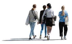 cut out group of teenage girls walking