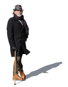 cut out elderly gentleman with a walking stick standing