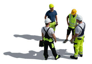 cut out group of workmen standing seen from above