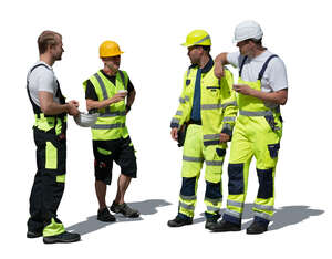 cut out group of workmen on a coffee break