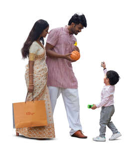 cut out indian family playing