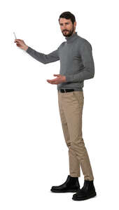 cut out man standing and giving a presentation