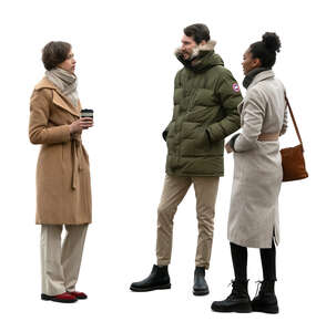 cut out group of three people standing outside in autumn