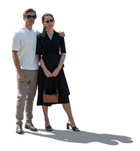 cut out backlit couple standing