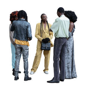 cut out group of young black people standing and talking