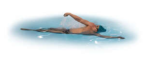 cut out man swimming in a pool