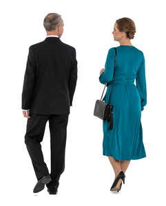 cut out man and woman in formal party clothes walking