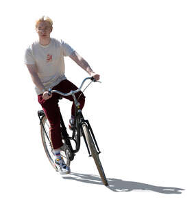 cut out backlit man riding a bike