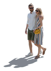 cut out backlit happy couple walking