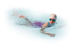 cut out little girl swimming in the pool