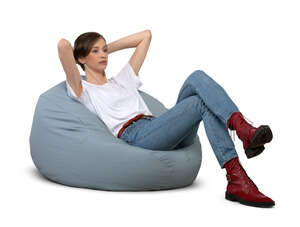 cut out woman sitting on a bean bag