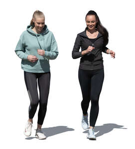 two cut out women jogging outside