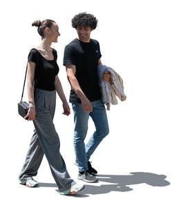 cut out man and woman walking together