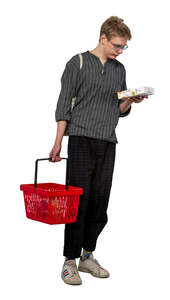 cut out young man shopping groceries