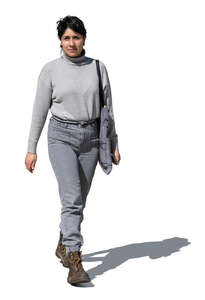 cut out mexican woman walking