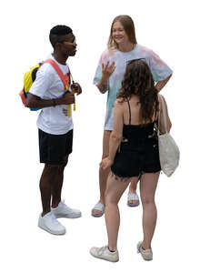 cut out top view of a group of young people standing and talking