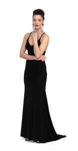 cut out woman in a long black dress standing