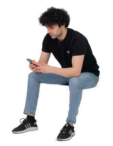 cut out man sitting and checking his phone