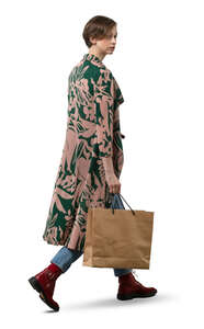 cut out woman with a shopping bag walking