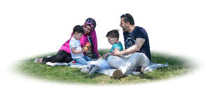 cut out muslim family having a picnic in park