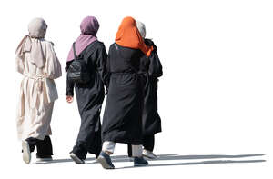 cut out group of muslim women walking