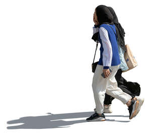 two young muslim women walking