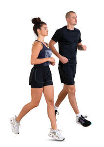 two cut out people jogging