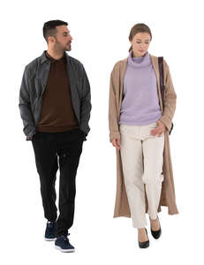 cut out man and woman walking