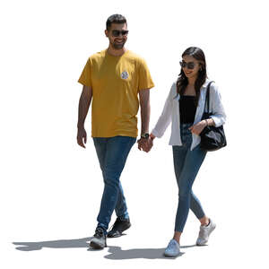 cut out backlit couple walking hand in hand