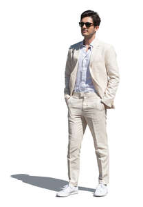 cut out man in a white suit standing