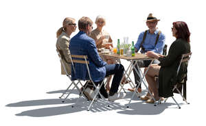 cut out backlit group of people sitting in a restaurant