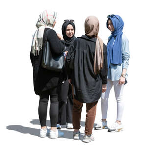 cut out group of teenage muslim girls standing
